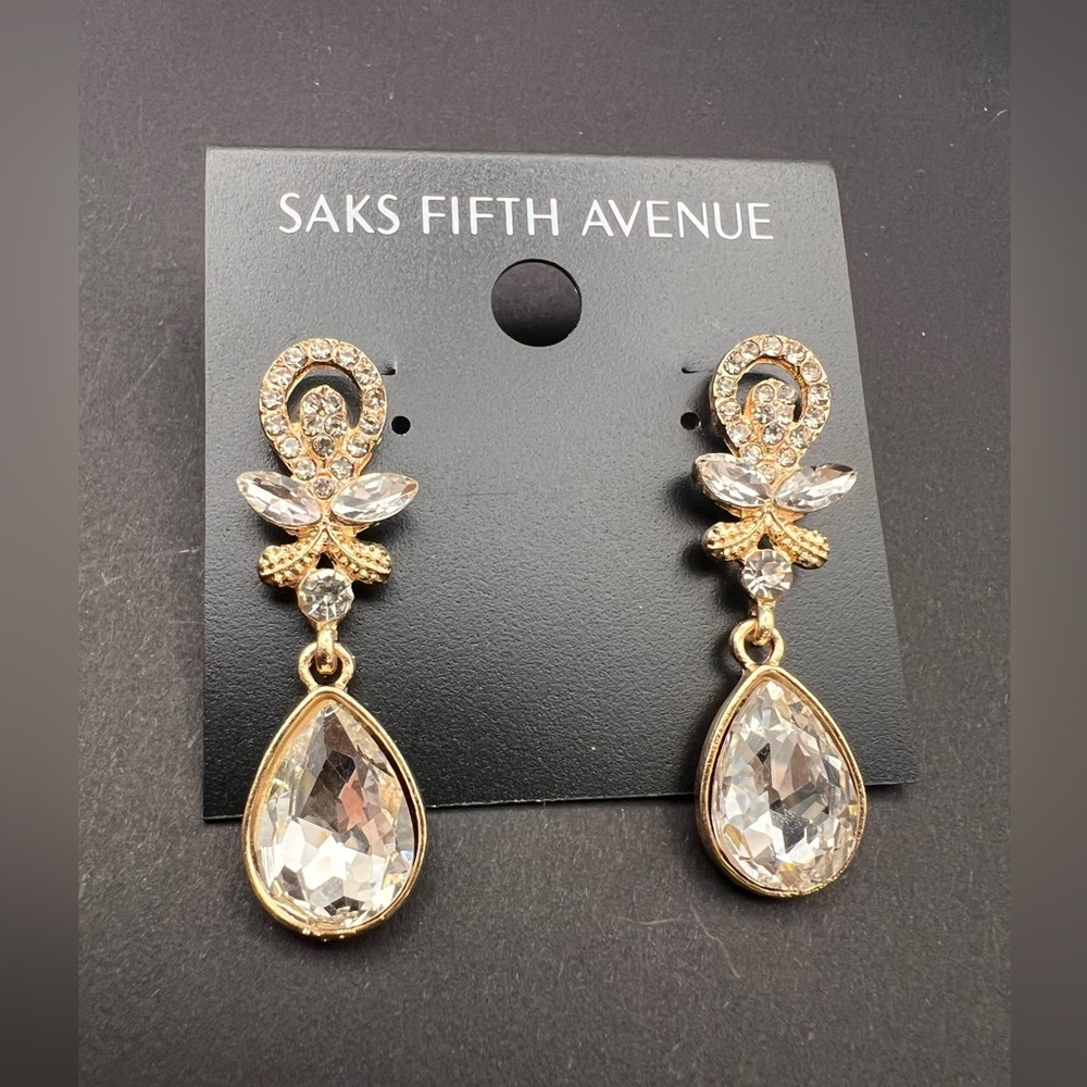 Saks Fifth Avenue Gold and Silver Teardrop Earrings